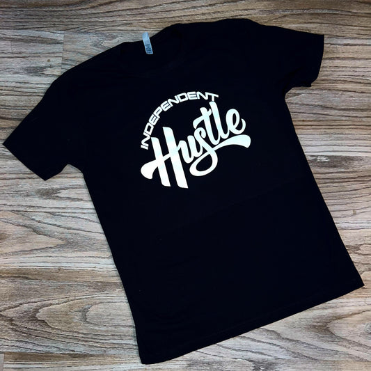 Independent Hustle Classic Black Tee w/ White Logo