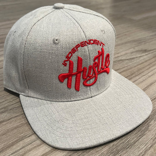 Independent Hustle Snapback - Grey w/ Red Logo